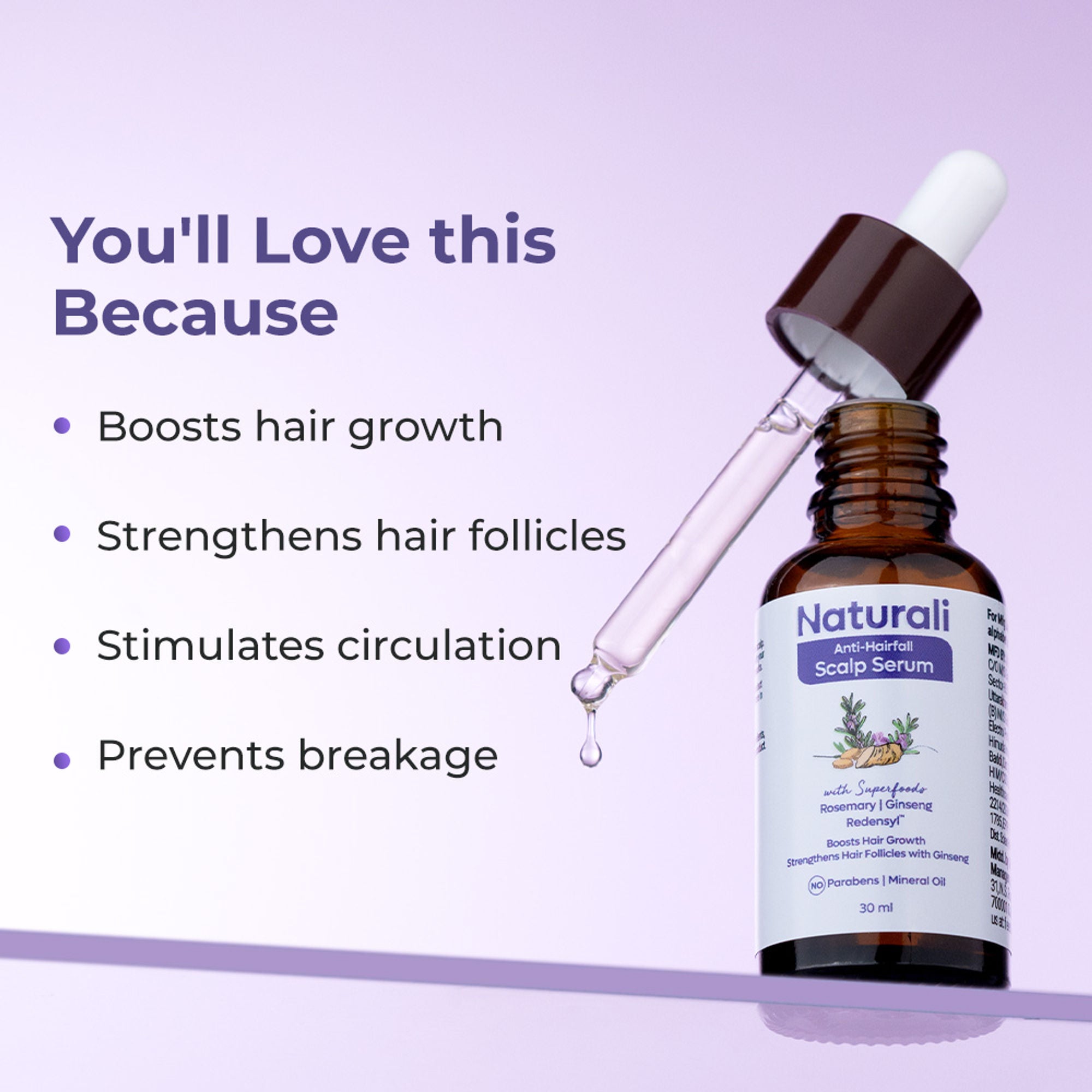 Naturali Anti-Hairfall Scalp Serum with Rosemary, Ginseng & Redensyl - Distacart