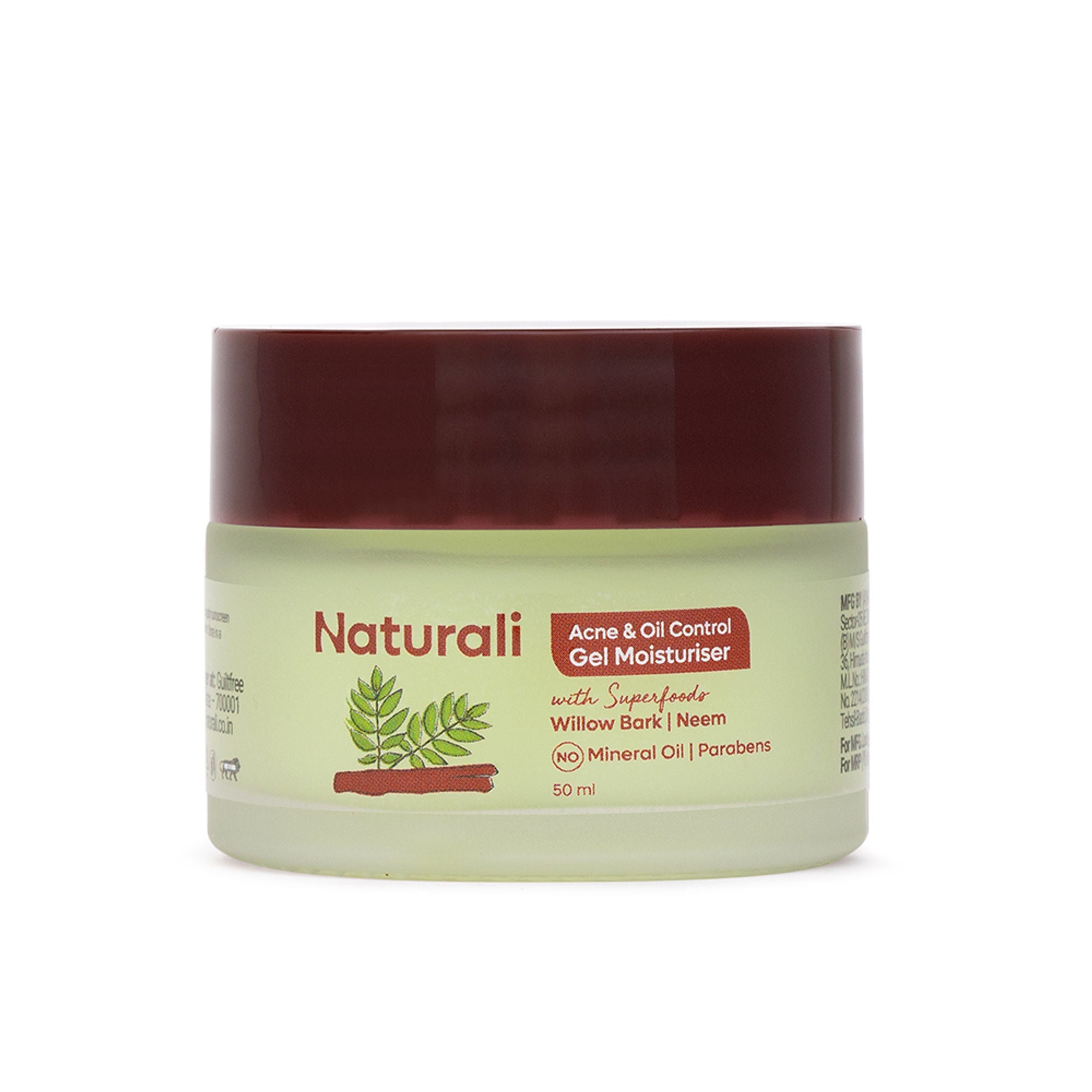 Naturali Acne & Oil Control Gel Moisturiser With Superfoods Willow Bark & Neem - Distacart