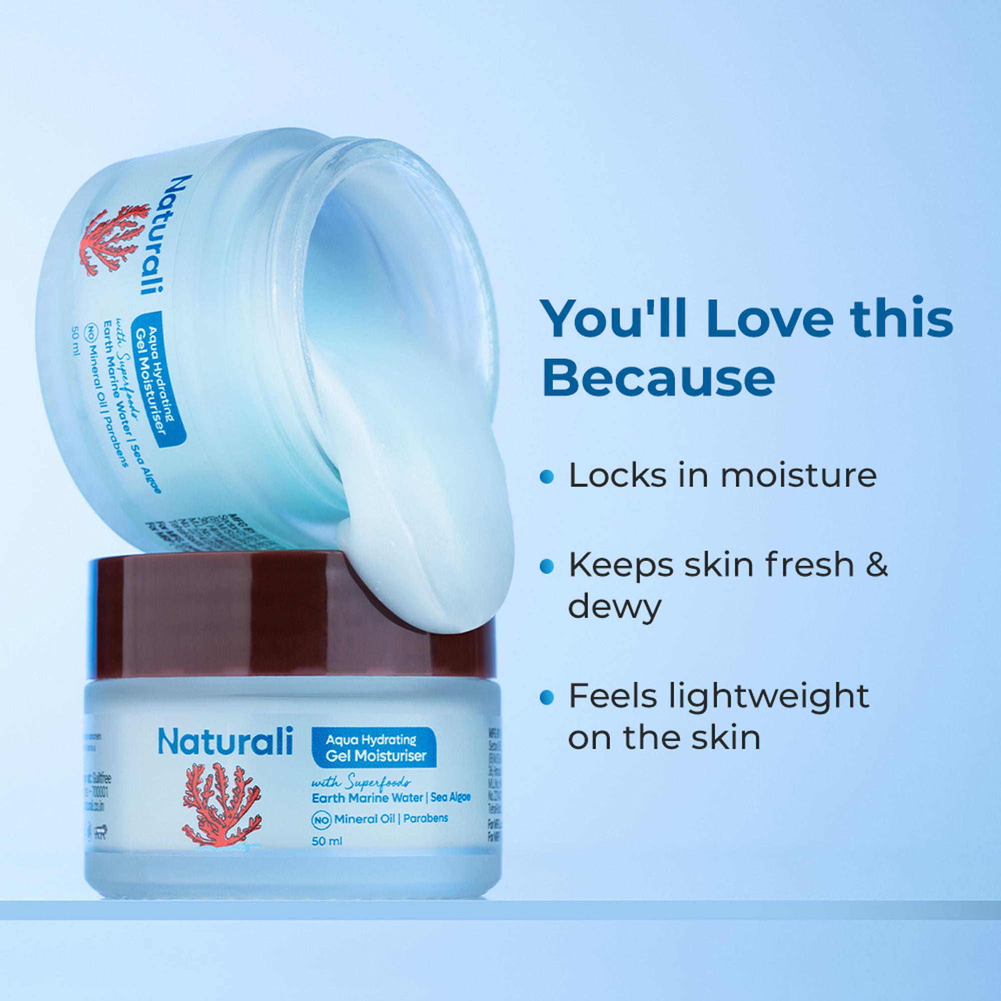 Naturali Aqua Hydrating Gel Moisturiser with Superfoods Earth Marine Water & Sea Algae - Distacart