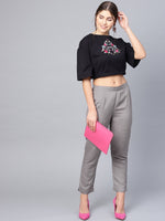 Thumbnail for Juniper Grey Solid Rayon Flex Slim Fit Women Pants With Two Pockets - Distacart
