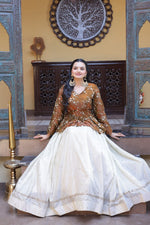Thumbnail for Lorenvalley Fashion Offwhite Cosmos Fabrics with Sequins & Zari Embroidered With Mirror Lace Work Lehenga Choli - Dista
