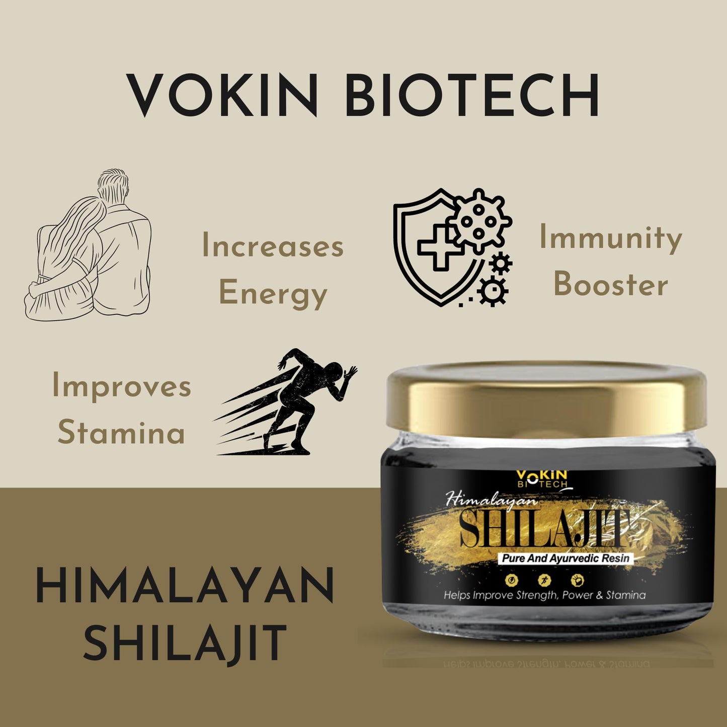Vokin Biotech Shilajit Resin 20g Helps in Boosts Stamina and Energy | Immunity Booster