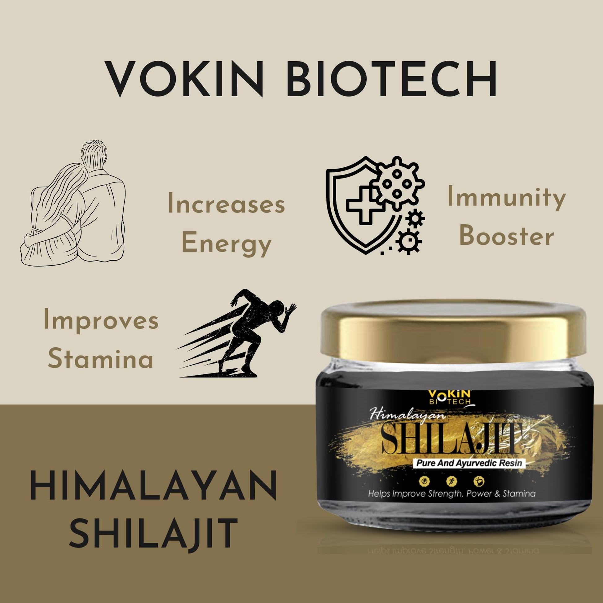 Vokin Biotech Shilajit Resin 20g Helps in Boosts Stamina and Energy | Immunity Booster