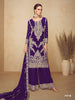 Anaita Purple Chinon Plazzo Suit With Codding Dori & Sequence Work - Distacart