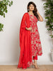Yufta Cotton Red Anarkali Kurta Dupatta Set - Distacart