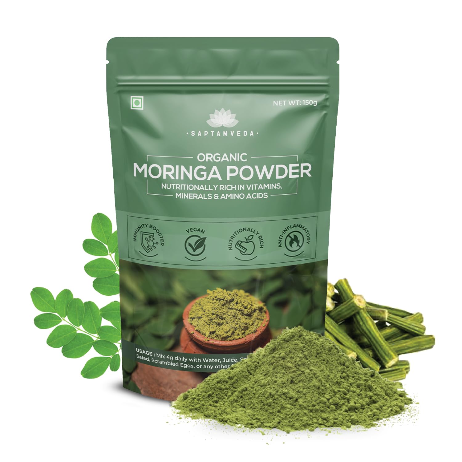 Saptamveda Organic Moringa Powder - Distacart