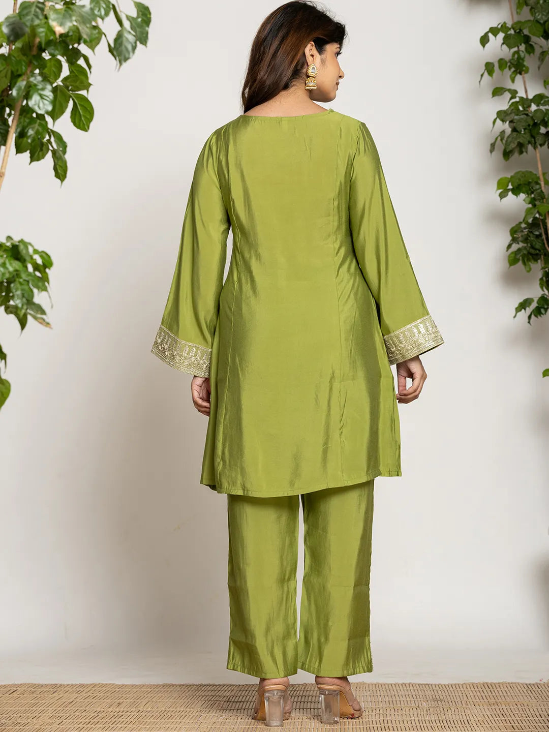 Yufta Green Silk Suit Set
