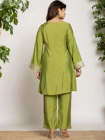 Thumbnail for Yufta Green Silk Suit Set
