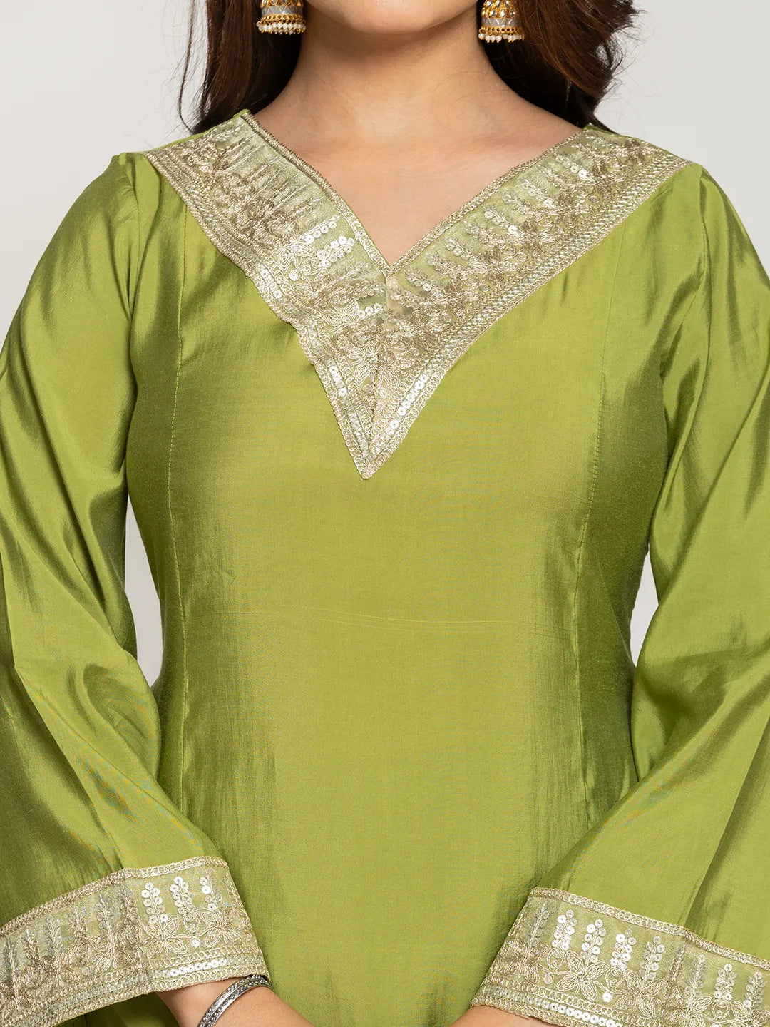 Yufta Green Silk Suit Set