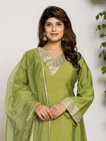 Thumbnail for Yufta Green Silk Suit Set