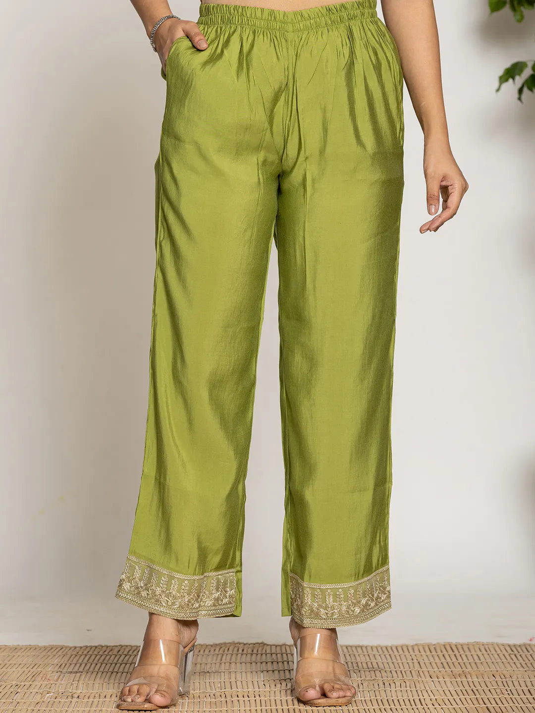 Yufta Green Silk Suit Set