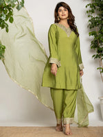 Thumbnail for Yufta Green Silk Suit Set