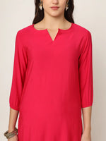 Thumbnail for Yufta Pink Straight Solid Kurta Dupatta Set