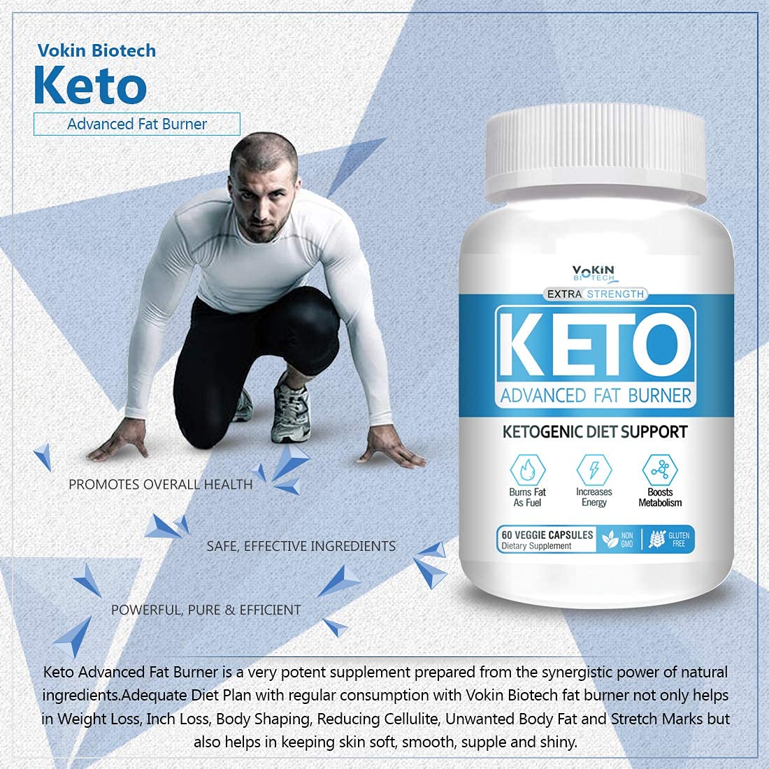 Vokin Biotech Keto Capsules Advance Weight Loss Fat Burner Supplement with (Green Tea + Garcinia Cambogia + Green Coffee) Extract 60 Capsules