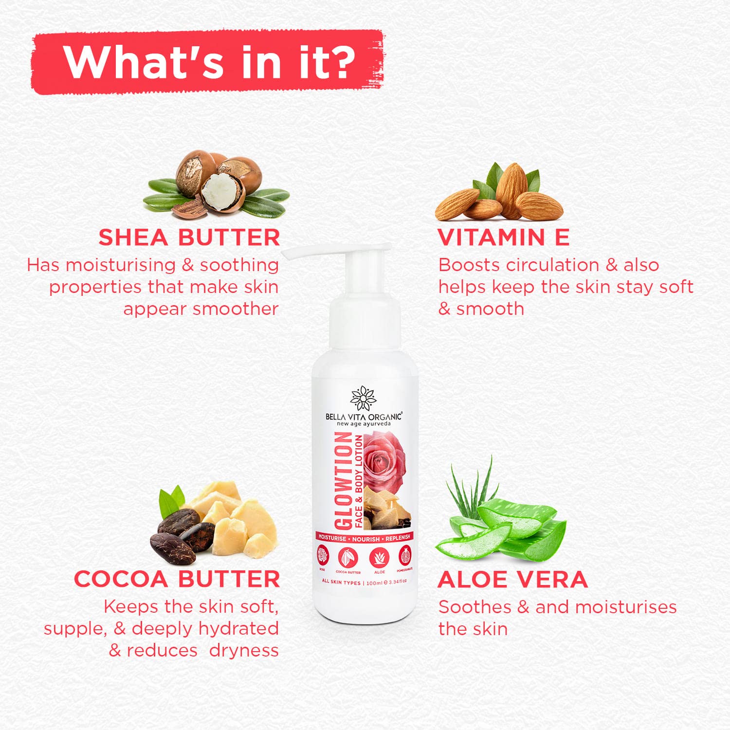 Bella Vita Organic Glowtion Face & Body Butter Lotion - Distacart