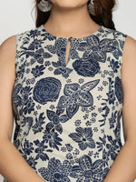 Thumbnail for Yufta Blue Cotton Ethnic Motifs Straight Kurta