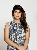 Thumbnail for Yufta Blue Cotton Ethnic Motifs Straight Kurta