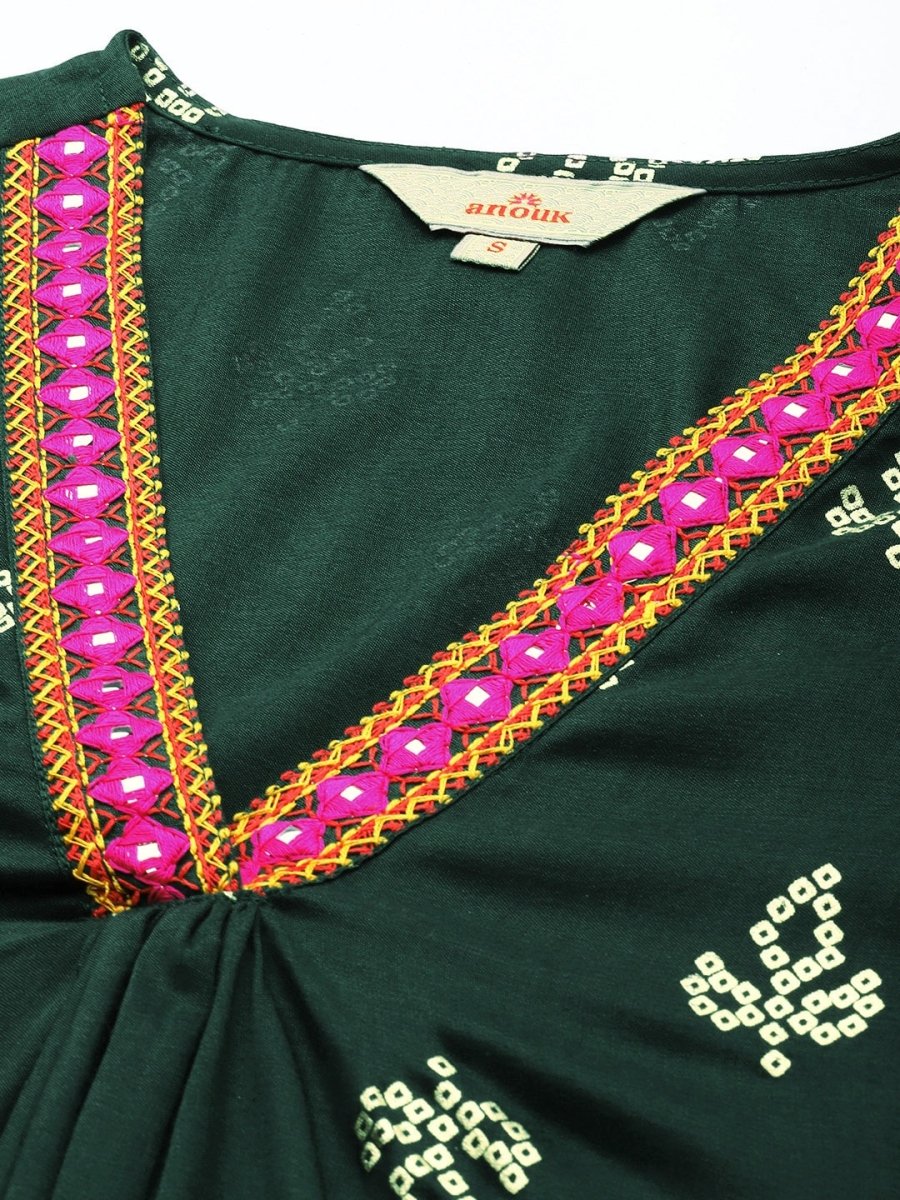 Anouk Geometric Printed Regular Thread Work Kurta with Palazzos - Distacart