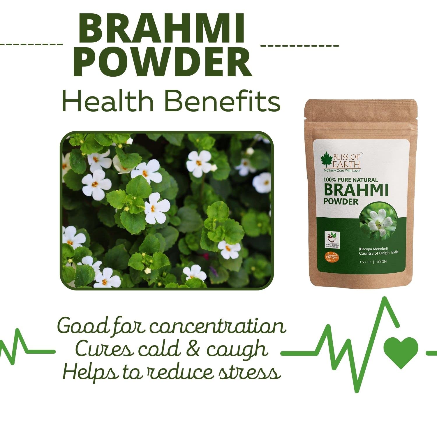 Bliss of Earth 100% Pure Natural Brahmi Powder - Distacart