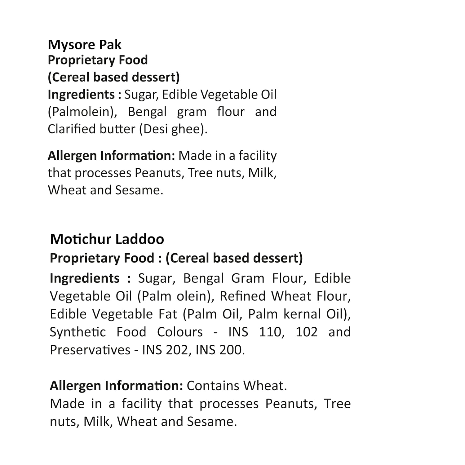 Lal Sweets Combo Pack of Mysore Pak and Motichur Laddoo