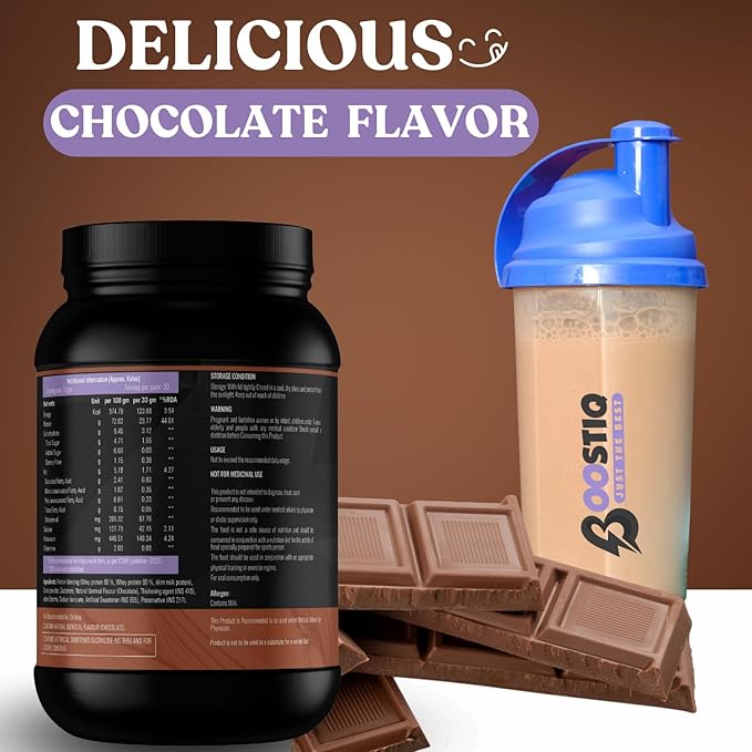 BOOSTIQ Whey Protein Concentrate Powder - Chocolate Flavour - Distacart