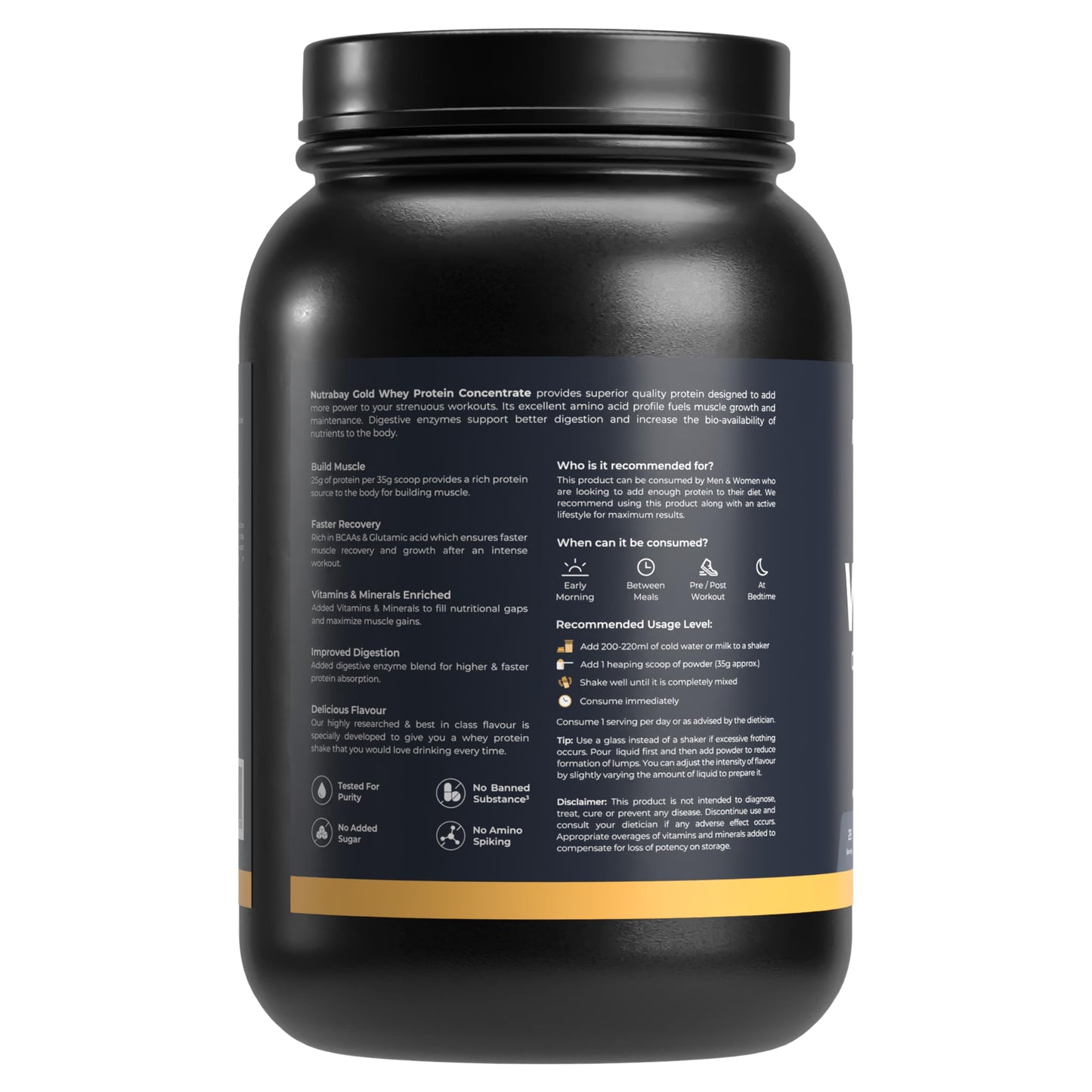 Nutrabay Gold Whey Protein Concentrate with Digestive Enzymes & Vitamin Minerals 25g Protein – Muscle Support & Recovery – 1kg, Cold Coffee | Trustified Certified Authentic