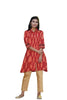 Juniper Women's Red Ethnic Motif Printed Rayon A-Line Kurta with Buttons - Distacart