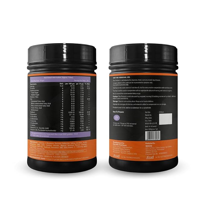 BOOSTIQ BCAA Powder - Orange Flavour - Distacart
