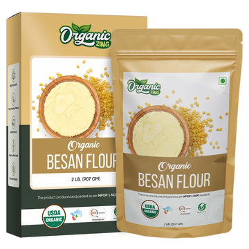 Organic Zing Besan Flour also known as Chickpea Flour, Bengal Gram Flour or Garbanzo Bean Flour |Vegan| Preservative Free | Resealable Pack - Distacart