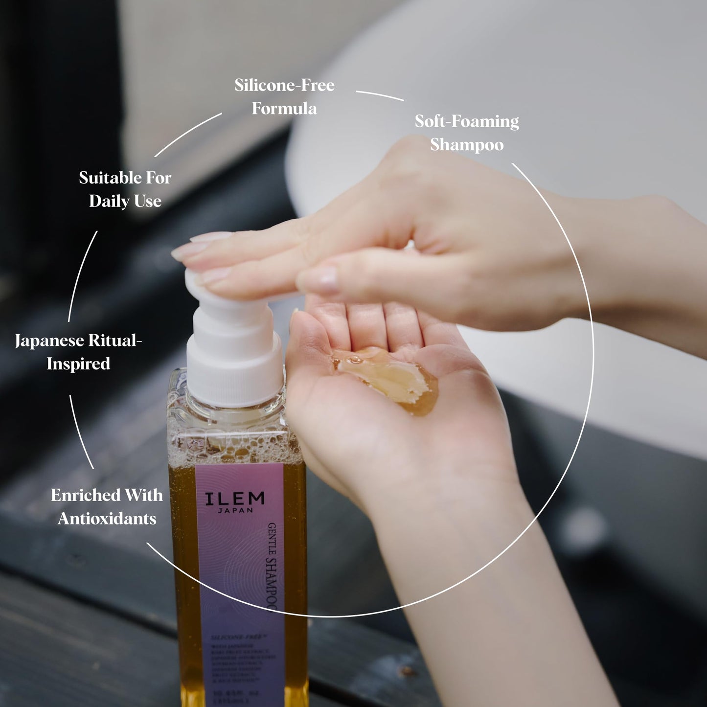 ILEM JAPAN Gentle Mild Japanese Shampoo | Best Before June 2026 | Damage Free Hair & Scalp Hydration with Rice Peptides | For Women & Men | Silicone-Free | All Hair Types | Natural Formula