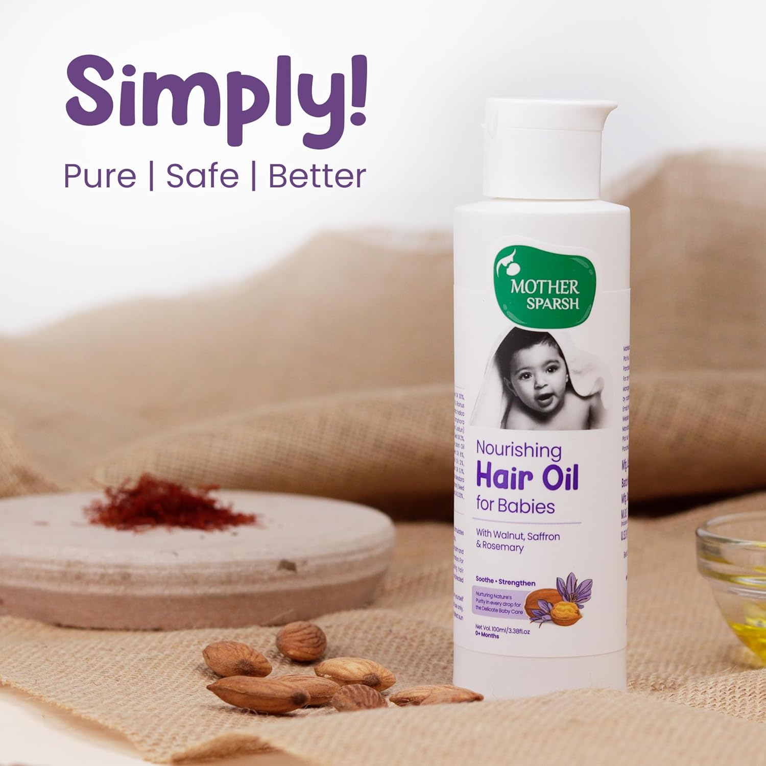 Mother Sparsh Nourishing Baby Hair Oil, Soothe & Nourishes Delicate Baby Scalp, Suitable Hair Oil for Newborns - Distacart