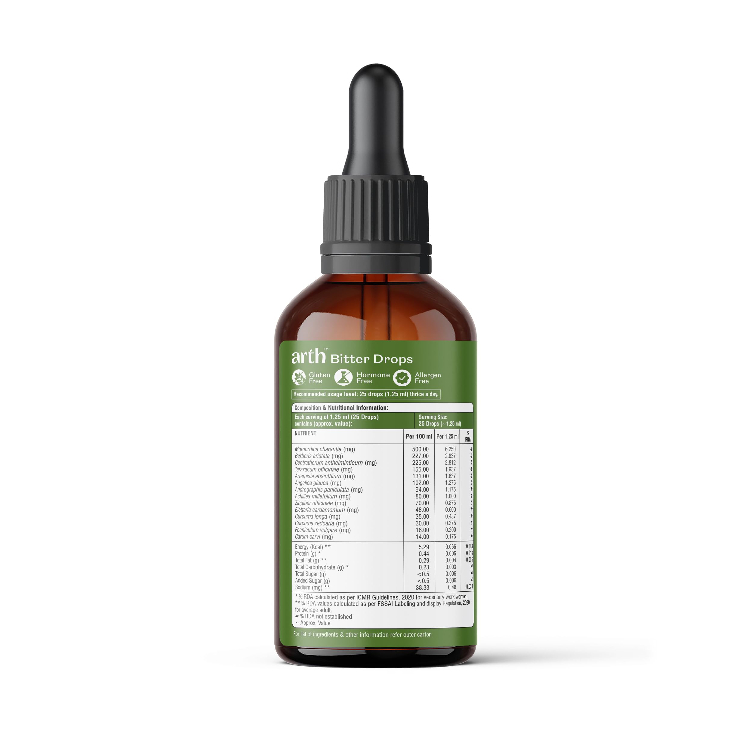 Arth Bitter Drops for Weight Management | With 14 Herbal Bitters, Karela, Dry Ginger, Haldi | Supports Digestion, Bloating Issues & Gas Relief | For Men & Women | Liquid Drops