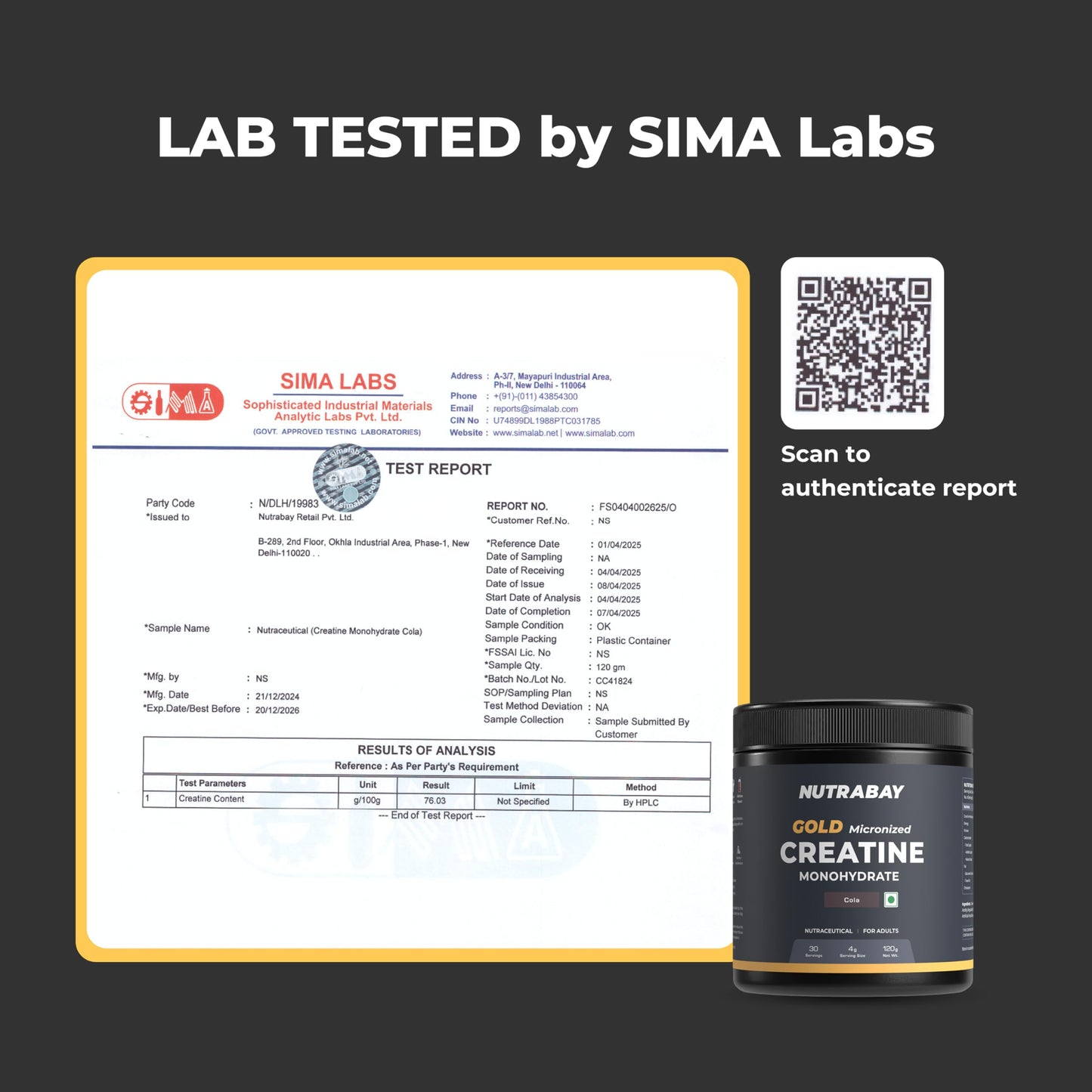 Nutrabay Gold Micronised Creatine Monohydrate Powder 3000 mg Creatine per Serving, NABL Lab Tested – Increases Muscle Mass, Strength & Power – Pre/Post Workout Supplement – 120g, Cola