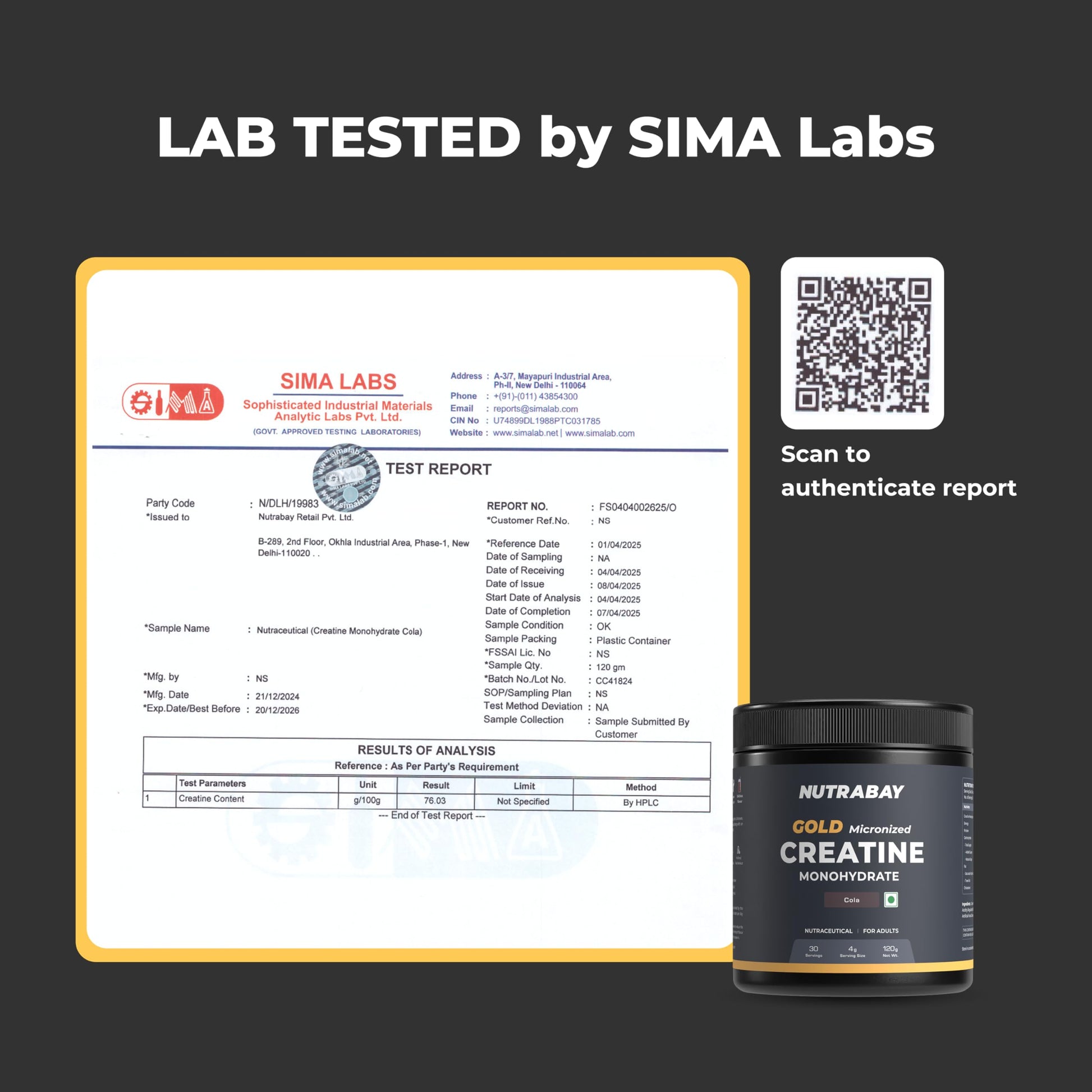 Nutrabay Gold Micronised Creatine Monohydrate Powder 3000 mg Creatine per Serving, NABL Lab Tested – Increases Muscle Mass, Strength & Power – Pre/Post Workout Supplement – 120g, Cola