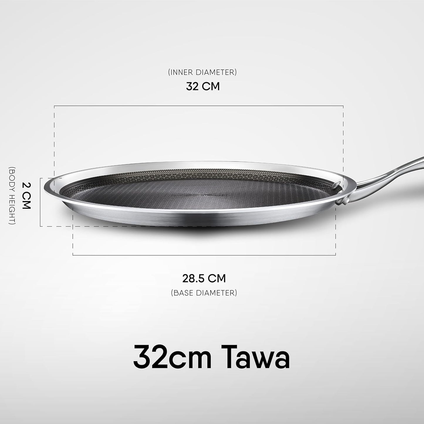 Stahl Artisan Hybrid Triply 32 cm Dosa Tawa - Dista