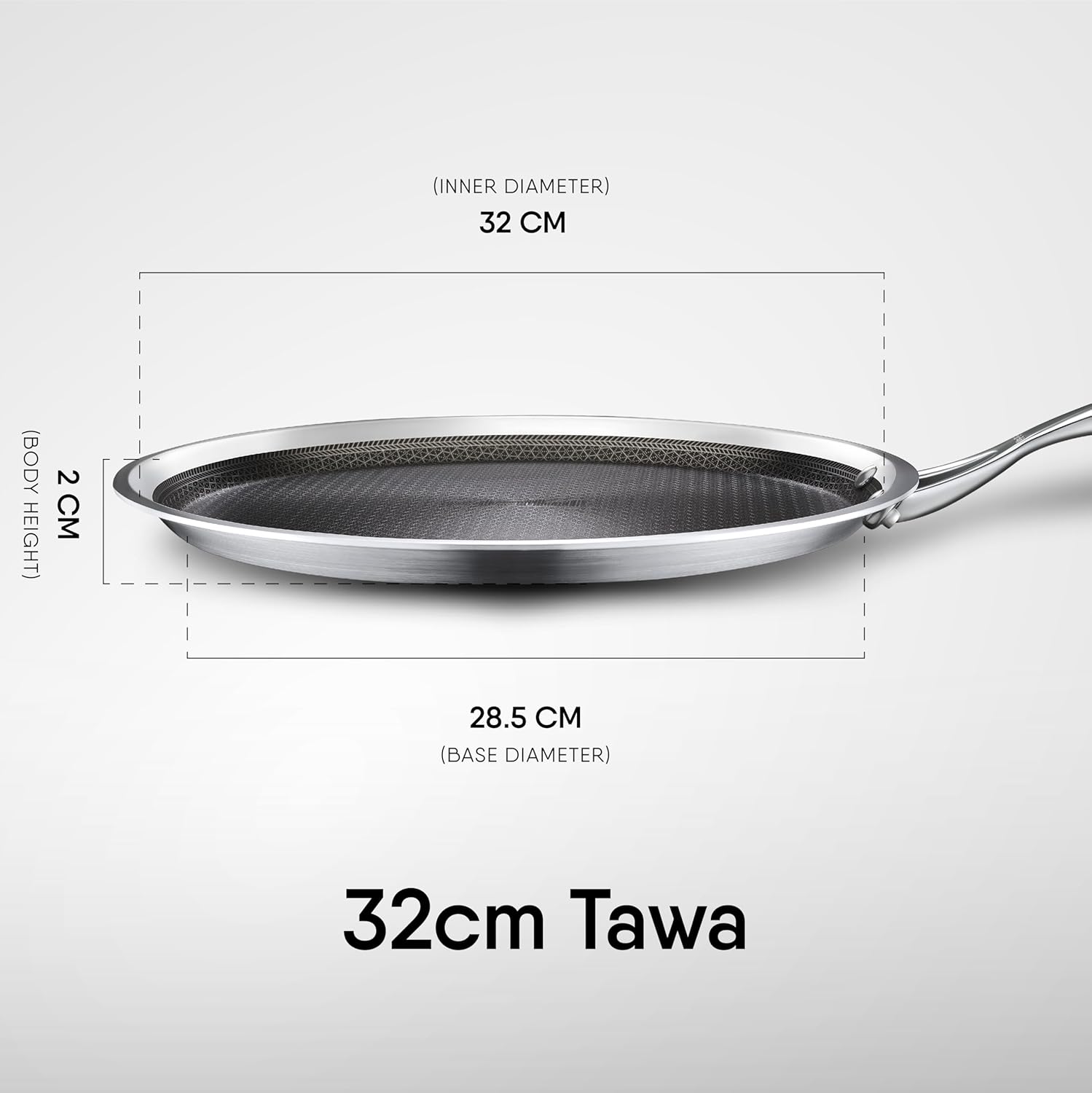 Stahl Artisan Hybrid Triply 32 cm Dosa Tawa - Dista