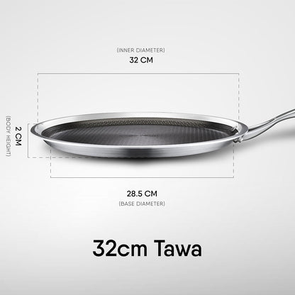 Stahl Artisan Hybrid Triply 32 cm Dosa Tawa - Dista