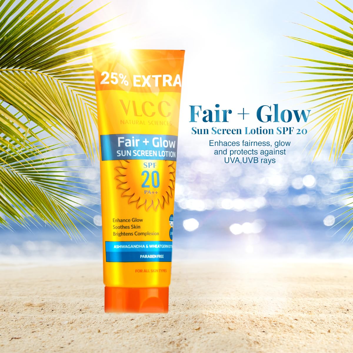 VLCC Fair+Glow Sun Screen Lotion SPF 20 PA++ - Distacart