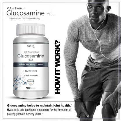 Vokin Biotech Glucosamine HCL Supplement Supports Joint Health -500mg (90 Capsules)