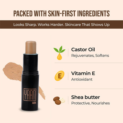 YAAN MAN Natural Concealer For All Skin Type For Men (Light Shade), 4.4G|Erase Dark Circles, Scars, Pigmentation| Perfection Stick For Perfect Skin, Medium Coverage|With Shea Butter And Vitamin E