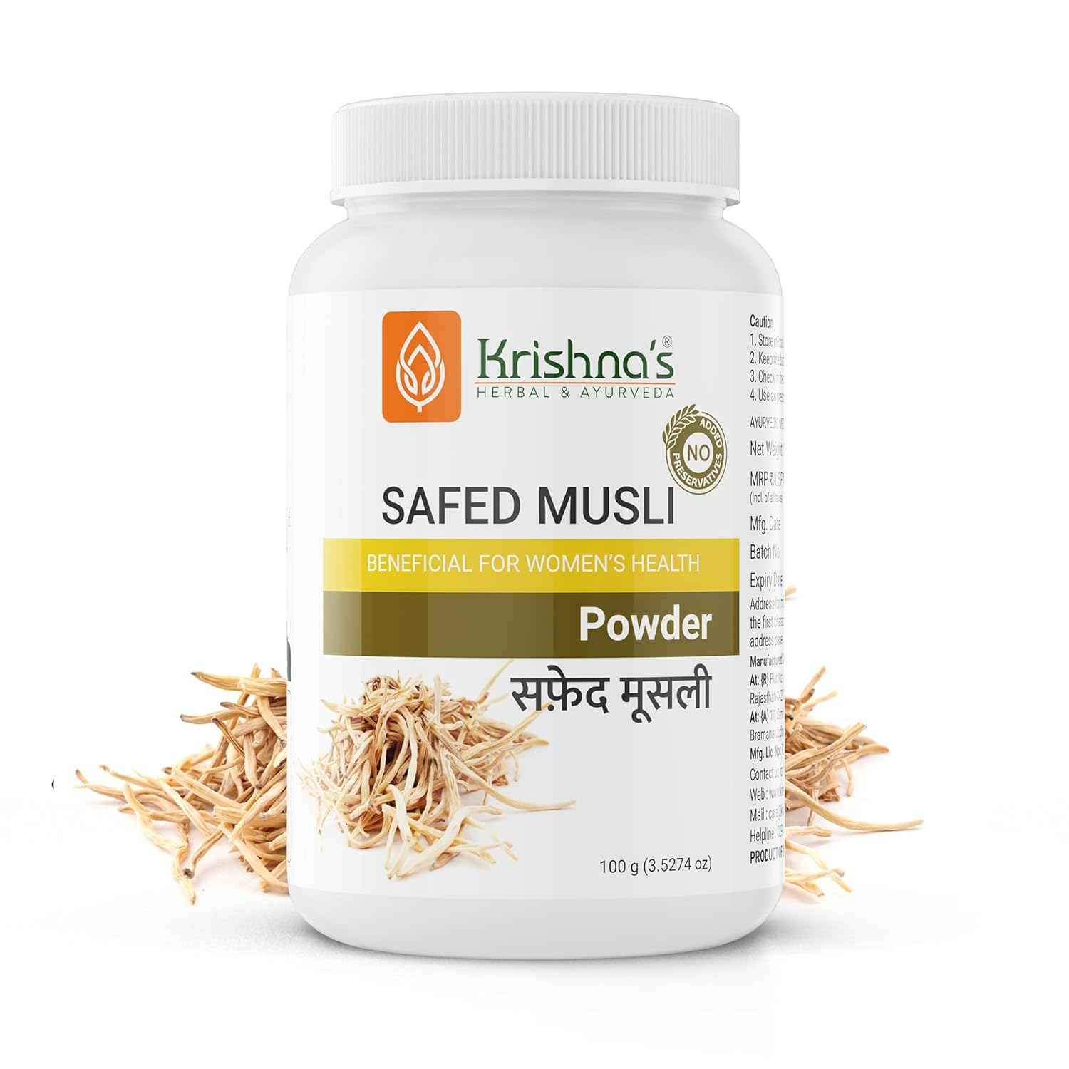 Krishna's Herbal & Ayurveda Safed Musli Powder - Distacart