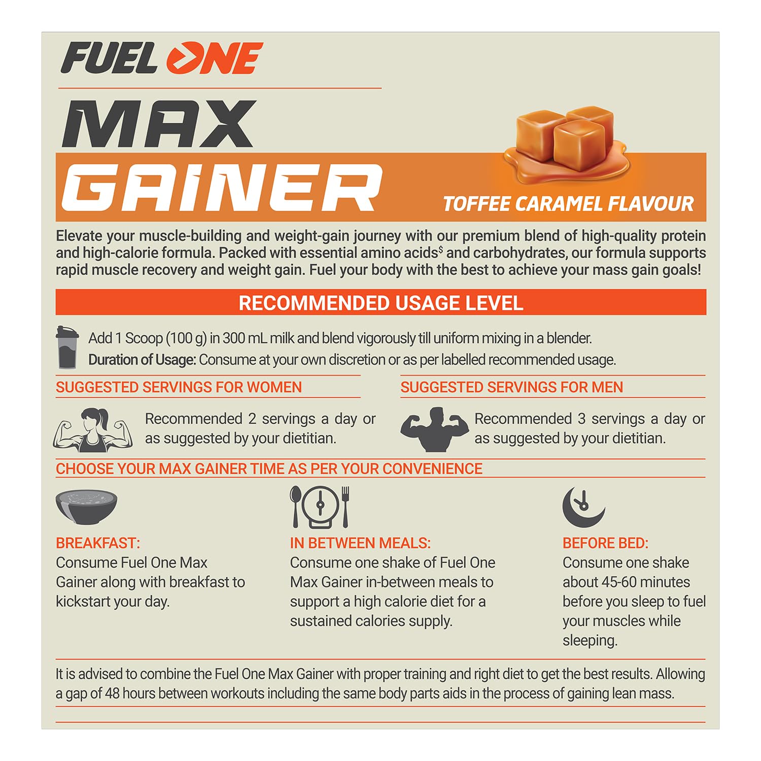 FUELONE Max Gainer (Caramel Toffee, | High-Calorie Gainer with Added Digestive Enzymes