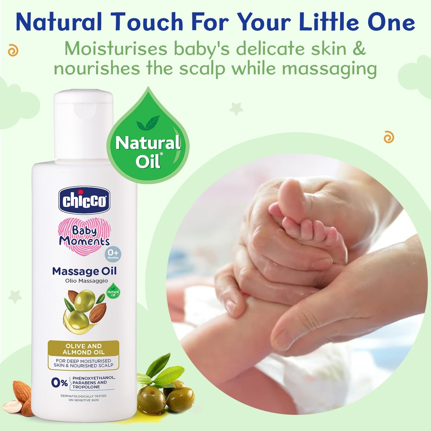 Chicco Baby Moments Massage Oil For Moisturised Skin, Nourished Hair & Scalp - Distacart
