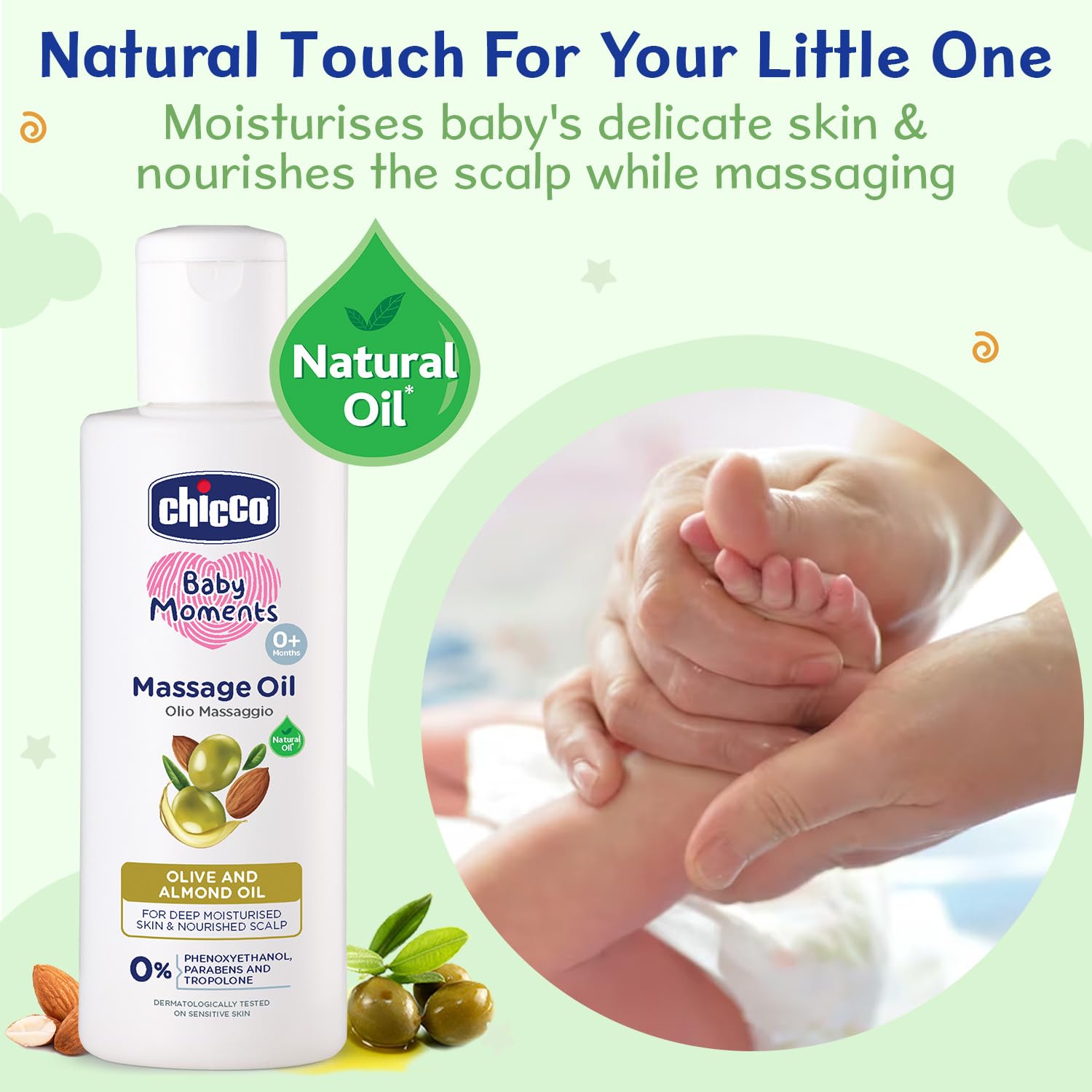 Chicco Baby Moments Massage Oil For Moisturised Skin, Nourished Hair & Scalp - Distacart