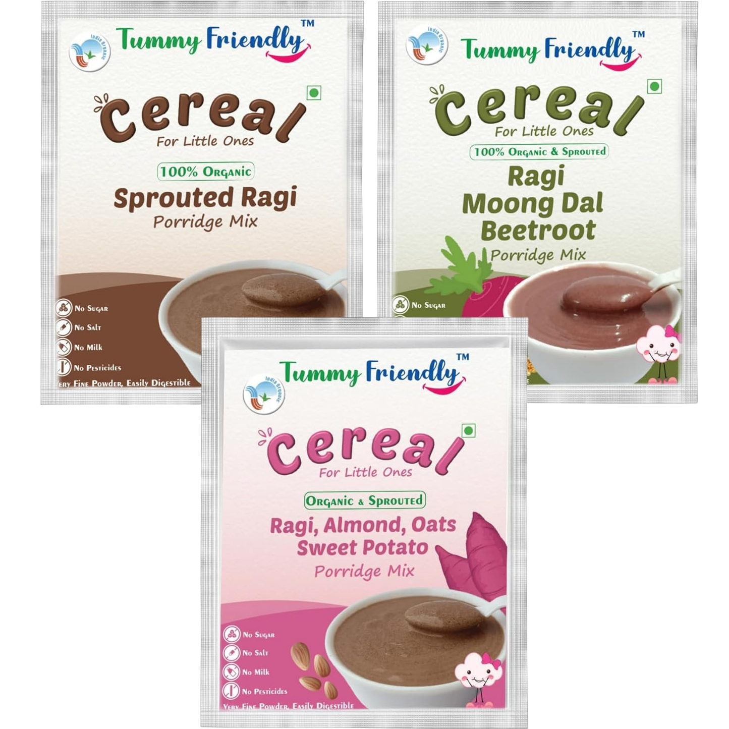TummyFriendly Foods Certified Ragi Porridge Mixes - Stage1, Stage2, Stage3 - Dista