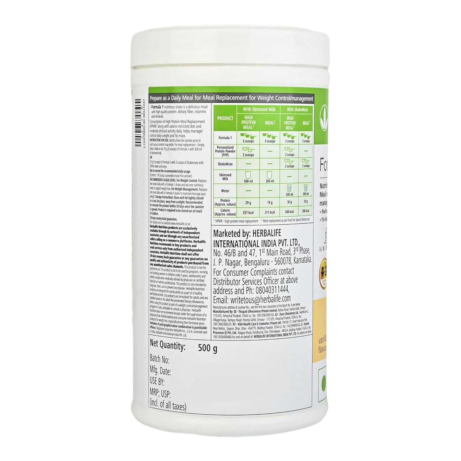 Herbalife Formula 1 Nutritional Shake Mix - Vanilla Flavour - Distacart