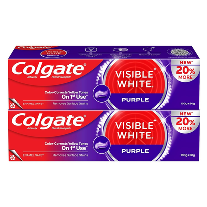 Colgate Visible White Purple Toothpaste For Teeth Whitening Helps Remove Surface Stains, Whitens Yellow - Distacart