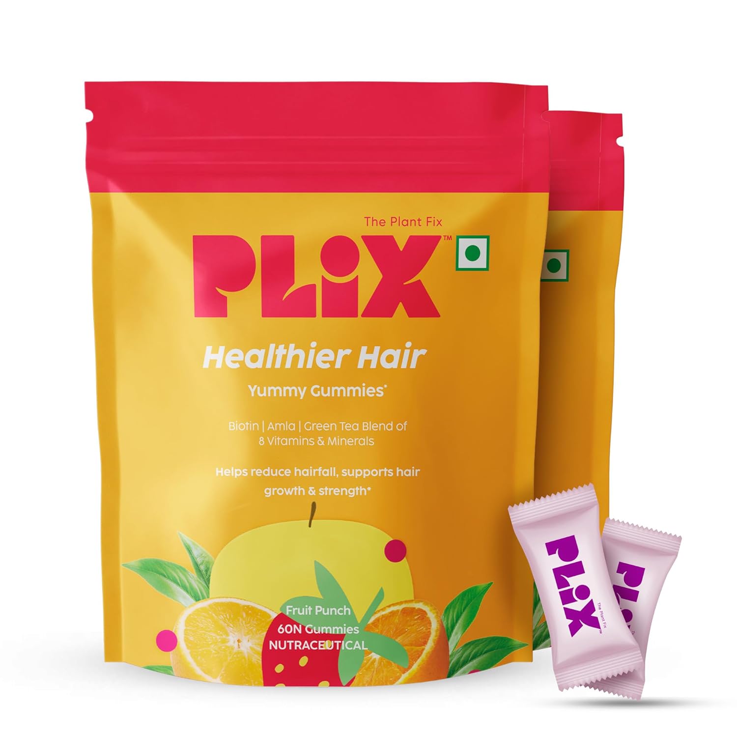 PLIX The Plant Fix Healthier Hair Gummies for Anti Hairfall - Distacart
