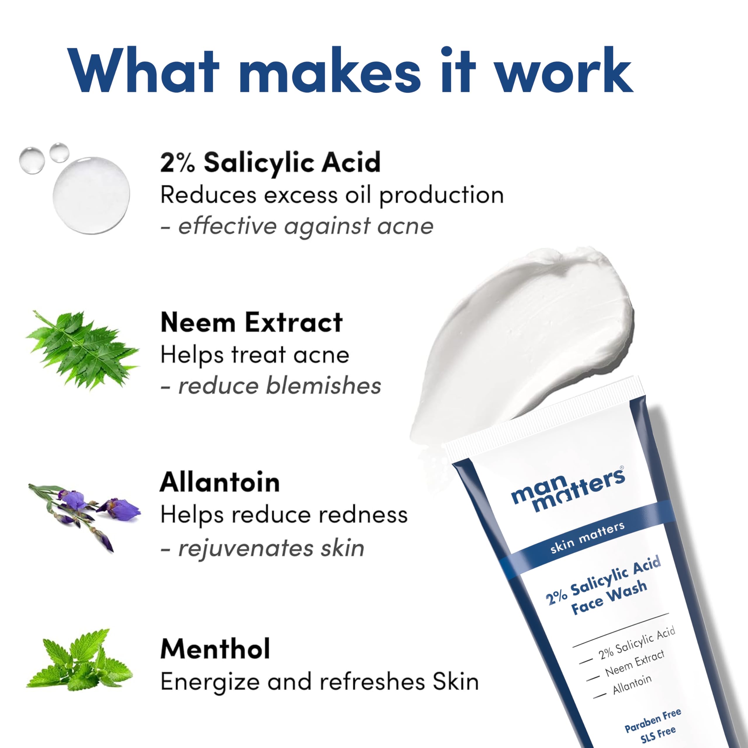 Man Matters Clear 2% Salicylic Acid Face Wash for Men, Paraben & SLS Free - Distacart