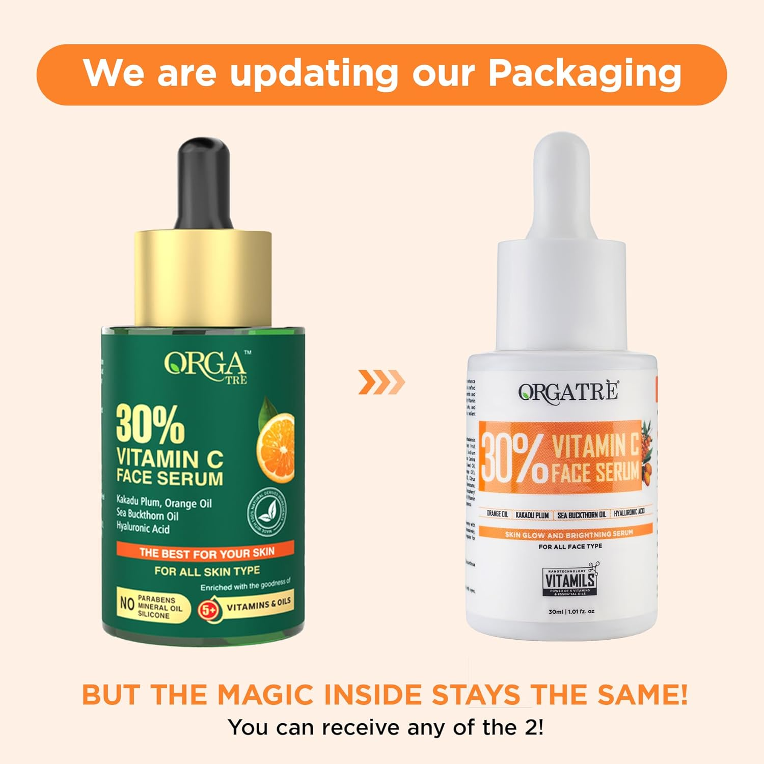 Orgatre 30% Vitamin C Face Serum for Glowing Skin - Dista